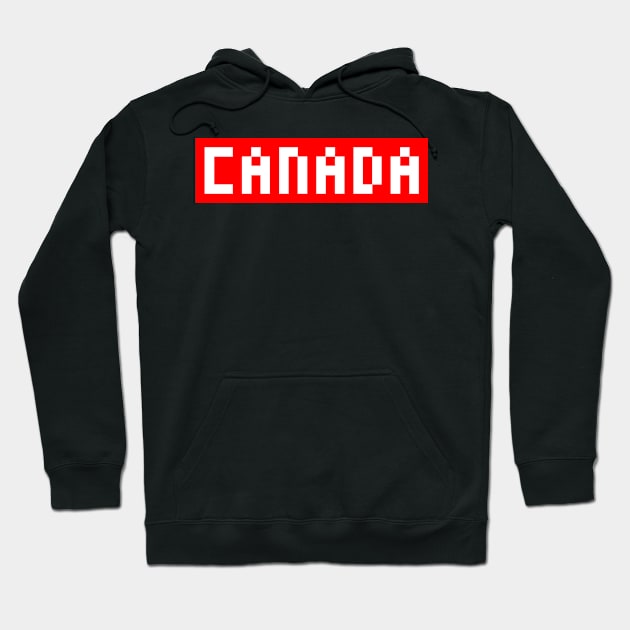 Pixel Canada White Letters on Red Hoodie by gkillerb